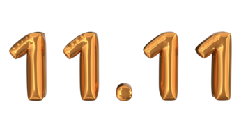 3d rendering of gold foil balloons at event 11.11, suitable for advertising content png