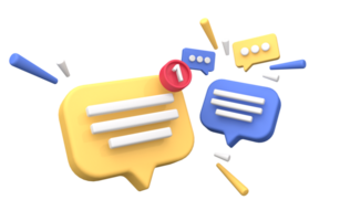 3d rendering of  Speech bubble messages, social media communication concept, chat box png