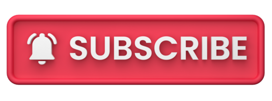 3d rendering of  Subscribe Button, Like Button and Notification Bell Button. Suitable for vlog or youtube asset png