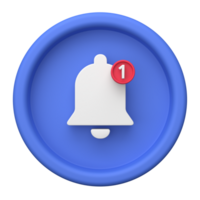 3d representación de notificación campana iconos adecuado para vlog activo. 3d íconos conjunto png