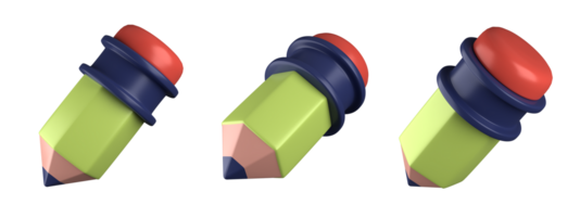 3d renderen van verzameling potlood, fit voor ontwerp middelen van opleiding, terug naar school- concept, kantoor, enz. 3d pictogrammen reeks met geïsoleerd wit achtergrond png