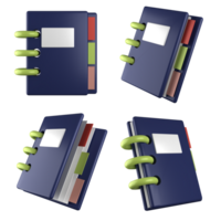 3d rendering of collection notebook or books, fit for design assets of education, back to school concept, office, etc. 3d icons set with isolated white background png