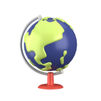 3d rendering of school globe, fit for design assets of education and science, back to school concept, office, etc. 3d icons set with isolated white background png