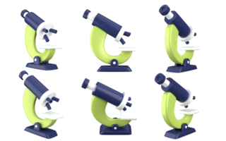 3d rendering of microscope, fit for design assets of education and science, back to school concept, office, etc. 3d icons set with isolated white background png