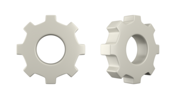 Two gears isolated on white background. Labor day. 3D rendering. png