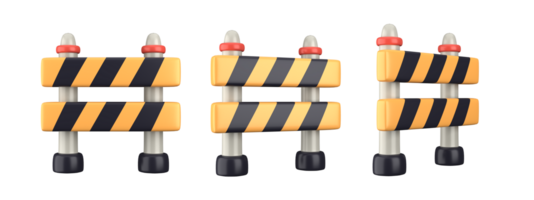 Roadblocks isolated on white background. Labor day. 3d rendering png