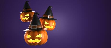 3d rendering of horizontal poster and banner for Halloween with copy space area photo