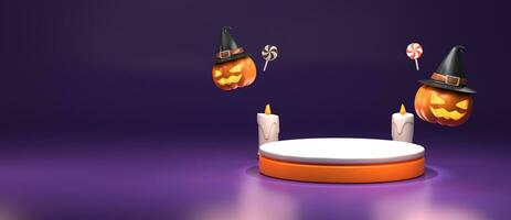 3d rendering of horizontal poster and banner for Halloween with copy space area photo