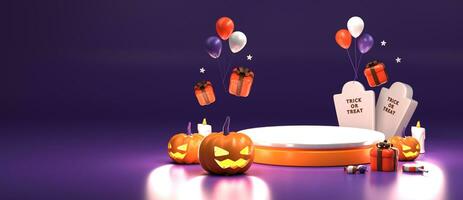 3d rendering of horizontal poster and banner for Halloween with copy space area photo