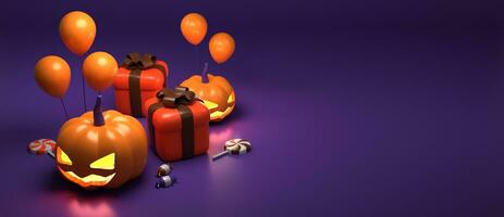 3d rendering of horizontal poster and banner for Halloween with copy space area photo