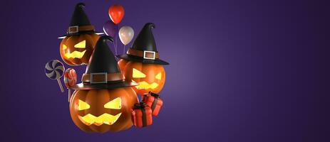 3d rendering of horizontal poster and banner for Halloween with copy space area photo