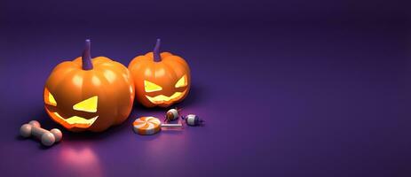3d rendering of horizontal poster and banner for Halloween with copy space area photo