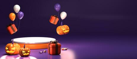 3d rendering of horizontal poster and banner for Halloween with copy space area photo