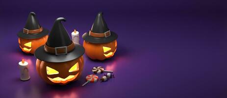 3d rendering of horizontal poster and banner for Halloween with copy space area photo