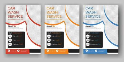 Creative Car Wash Flyer set, Abstract design carwash flyer bundle, Car Detailing, Auto Detailing Flyer, Car Wash poster templates vector