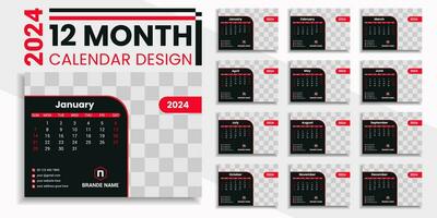 único y creativo escritorio calendario diseño 2024 modelo vector