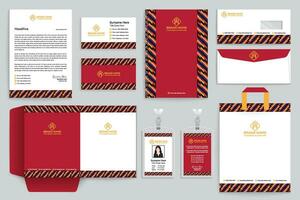 Red color stationery design vector