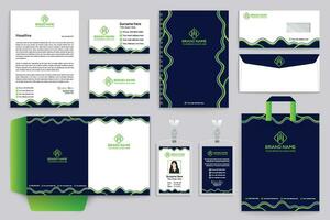 Corporate  green color stationery design vector