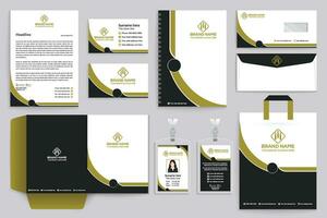 Corporate  green color stationery design vector