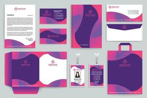 Gradient color  stationery template vector