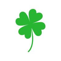 Vector image of a four-leaf clover icon for good luck. Green leaf. Single element