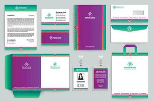 Gradient color  stationery template vector