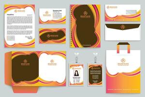 Orange shape stationery  design vector