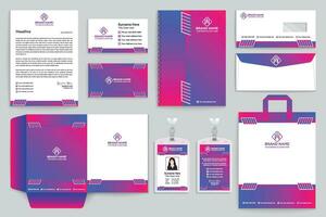 Gradient color  stationery template vector