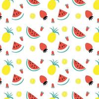 watermelon, pineapple and berries, a seamless pattern for merchandise, sketchbooks, notebooks and various designs. Fruit berry pattern, fruit background, watermelon berry mood. vector