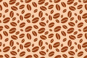 Seamless pattern of coffee beans, fragrant black pattern, coffee shop. Brown coffee background pattern in flat style, coffee beans. vector