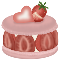 Rosa Macarons mit Erdbeeren png