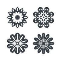 Flower icon set isolated on white background. Silhouettes logo Vector illustration