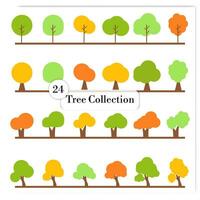 Vector tree collection with flat style