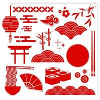 Japanese elements using the color red vector