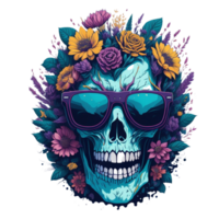 skull glasses vintage flower png