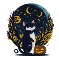 Cat in halloween pumpkin png