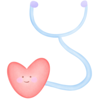 Red smiling heart with stethoscope isolated on transparent background png