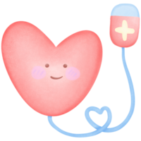 Red smiling heart receiving saline isolated on transparent background png