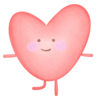 Red heart standing with one leg and two arms outstretched isolated on transparent background png