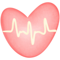 Red heart with heart waves isolated on transparent background png