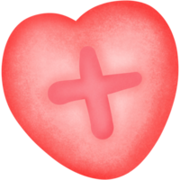 Red heart with plus symbol isolated on transparent background png