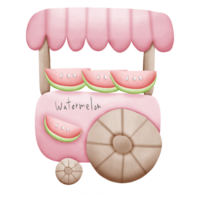 desenho animado Rosa carrinho vendendo gelo creme e Melancia isolado em transparente fundo png