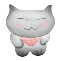 un dibujos animados gato con un rosado bufanda aislado en transparente antecedentes png