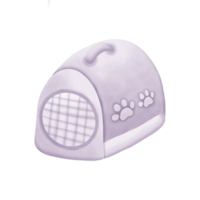 a purple cat house with a cat paw print isolated on transparent background png