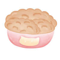 Cat food in pink cute bowl isolated on transparent background png