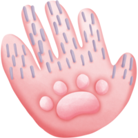 Pink cat hair cleaning gloves and cat footprints isolated on transparent background png