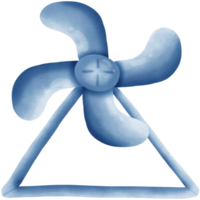 bleu vent turbine avec triangulaire supporter isolé sur transparent Contexte png