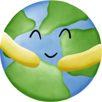 The earth is smiling with arms isolated on transparent background png