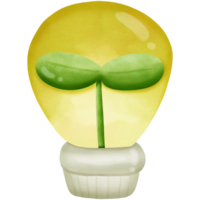 A tree grows in a light bulb isolated on transparent background png