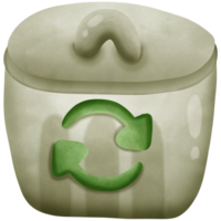 Recycling bin with recycling symbol isolated on transparent background png